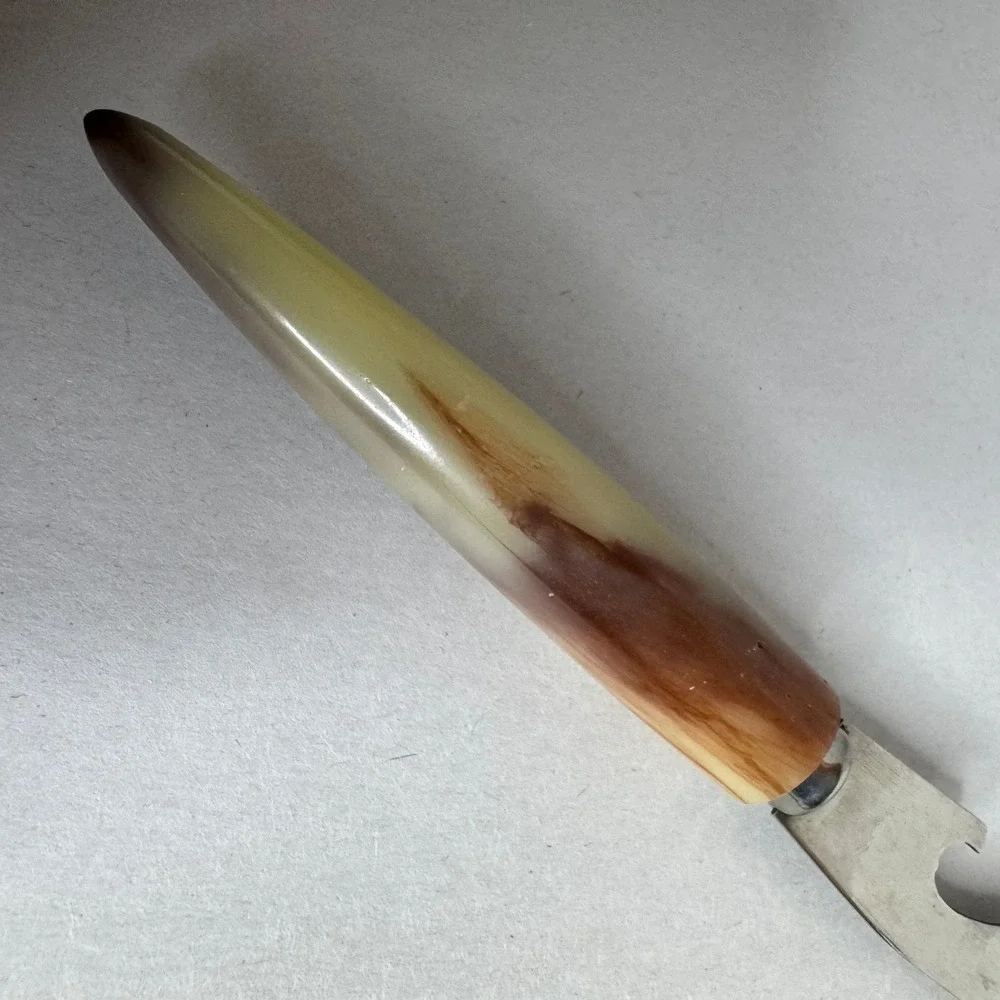 Vintage Stainless Steel Japan Bar Knife Faux Horn Handle Bottle Opener‎ Fork Tip